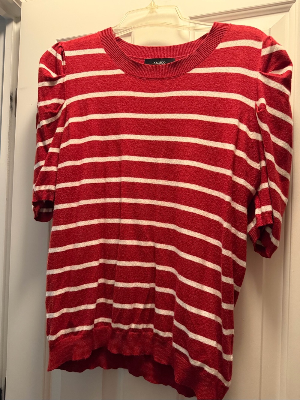 Dokotoo Women's Short Puff, Striped Lightweight Sweater, Size XL